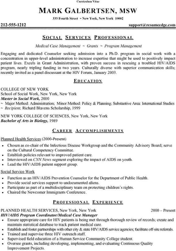 Sample Curriculum Vitae Five