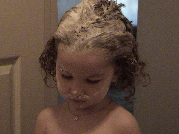 baby with new shampoo