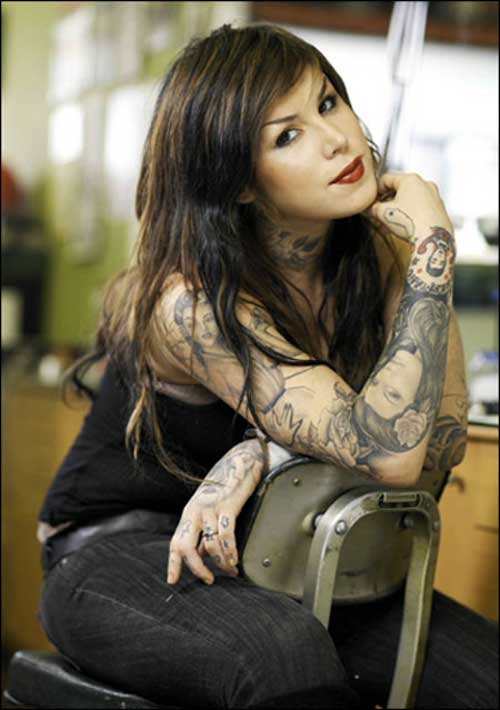 Kat Von D Tattoo artist Kat Von D inks a tattoo on someone in an attempt