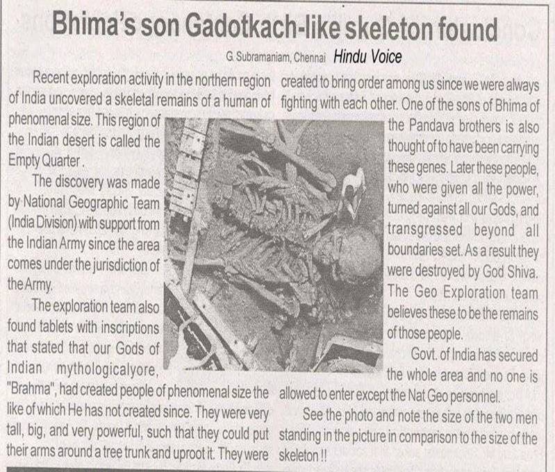 Skeleton Of Bhim Discovered In India