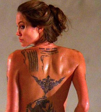 Angelina Jolie recently voted most sexy woman has plenty of tattoos and is