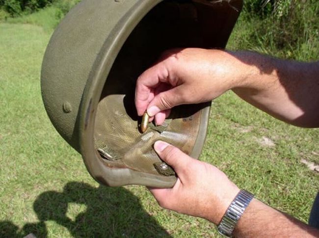 The test of a new Kevlar helmet