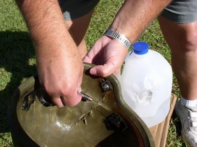 The test of a new Kevlar helmet