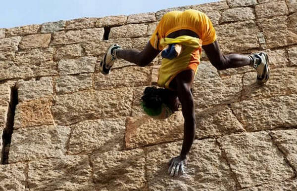 Jyothi Rai Indian Spiderman  Acrobat Climbing