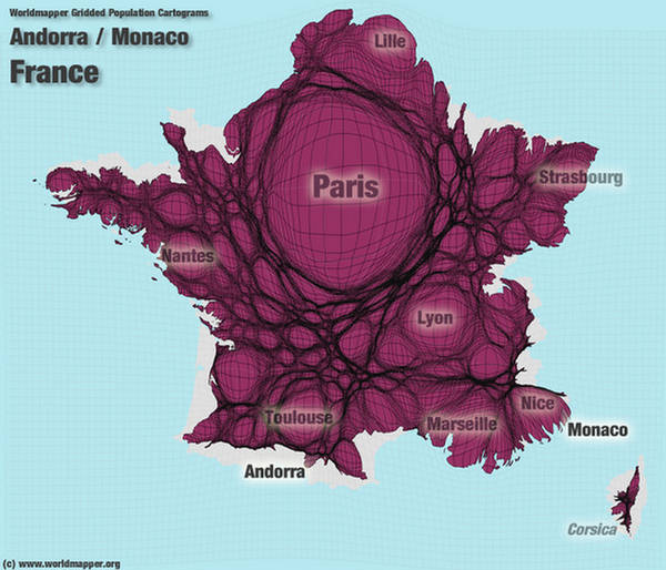 World Map France. Population Map France