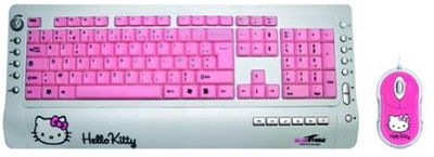 Keyboard and mouse with Hello Kitty theme