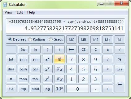 Scientific Cool windows 7 calculator