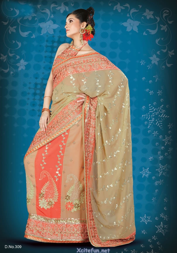 Resham embroidery Saree For Party Event