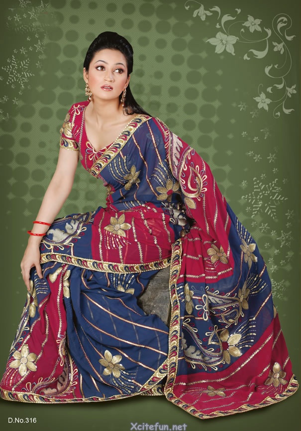 Resham embroidery Saree For Party Event