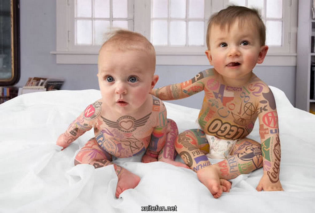 Cute Babies With Cute Colorful Tattoos