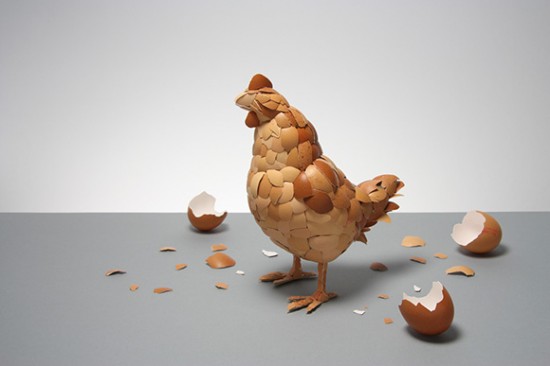 Eggshells Chicken Impressive Sculpture