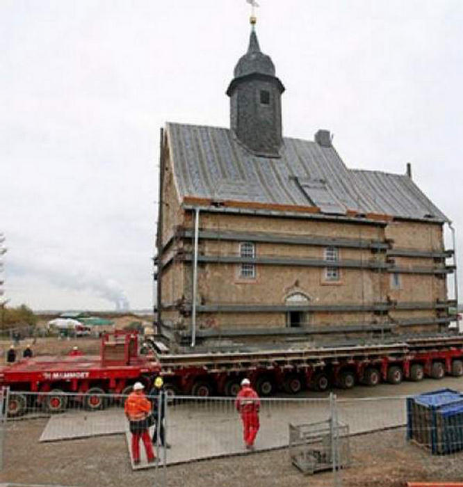 Church Was Moved by Trucks