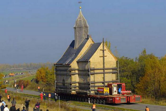 Church Was Moved by Trucks