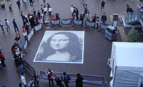 Monalisa Painting Made From Coffee Cup