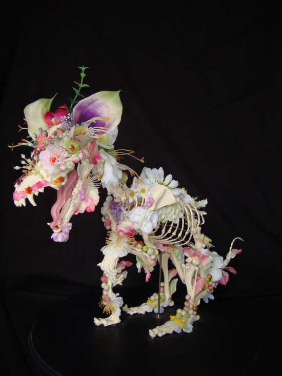 Flower Covered Skeleton Sculptures
