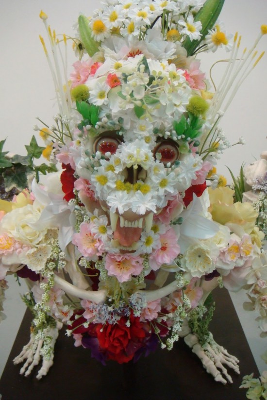 Flower Covered Skeleton Sculptures