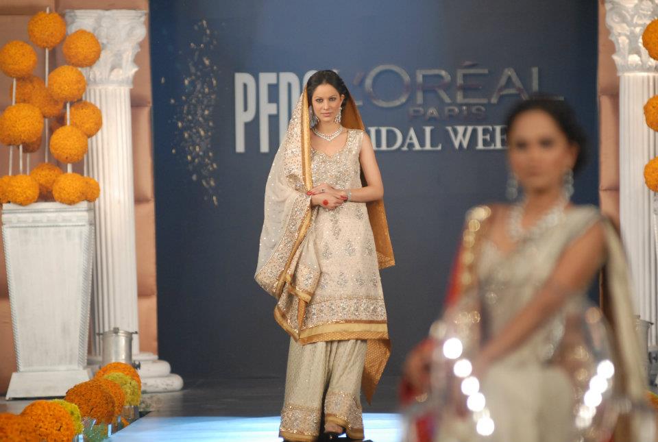 Raema Malik Gold in PFDC LOreal Paris Bridal Week