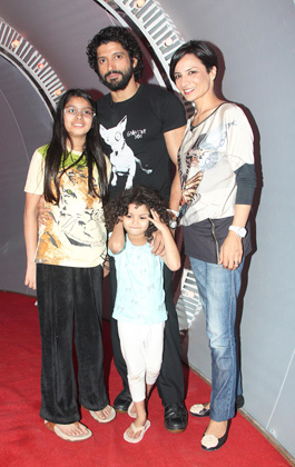 Farhan Akhtar with Daughters and Wife