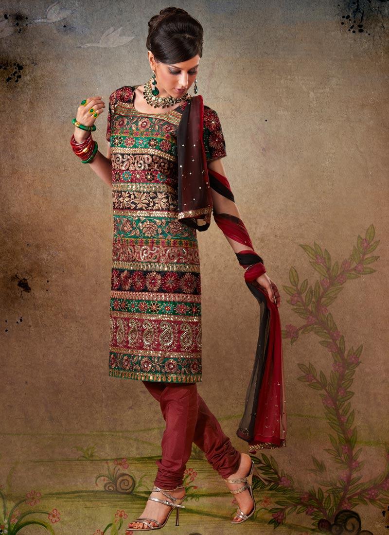 Indian Party Wear Churidar Salwar Kameez Suit