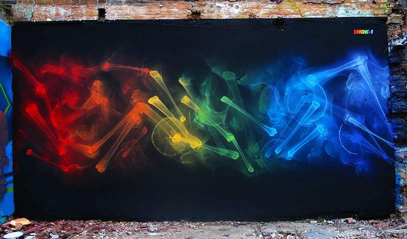 Beautiful Colorful X-Ray Street Art - XciteFun.net