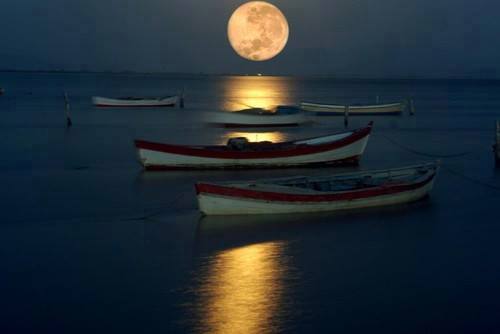 Amazing Photography of Lonely Boats with Moon - XciteFun.net