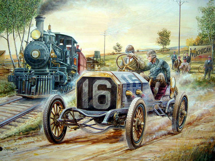 Vintage Racing Cars On Canvas - XciteFun.net