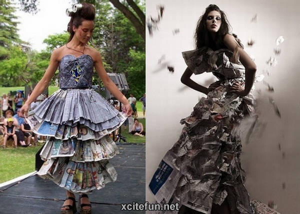 Eco Clothing showcase - Newspaper Dresses - XciteFun.net