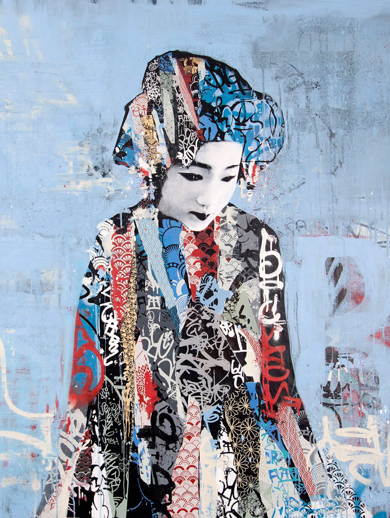 Graffitified Geishas Paint Art - XciteFun.net