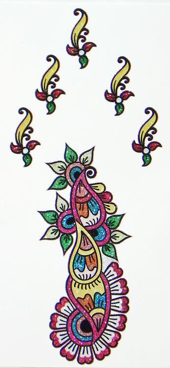 Multi Color Mehndi Designs Sticker For Hand - XciteFun.net