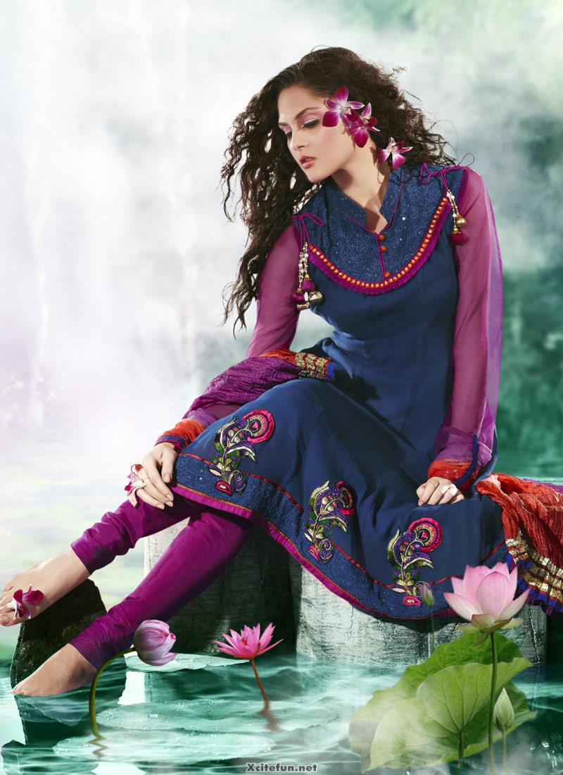 chiffon fabric frock design