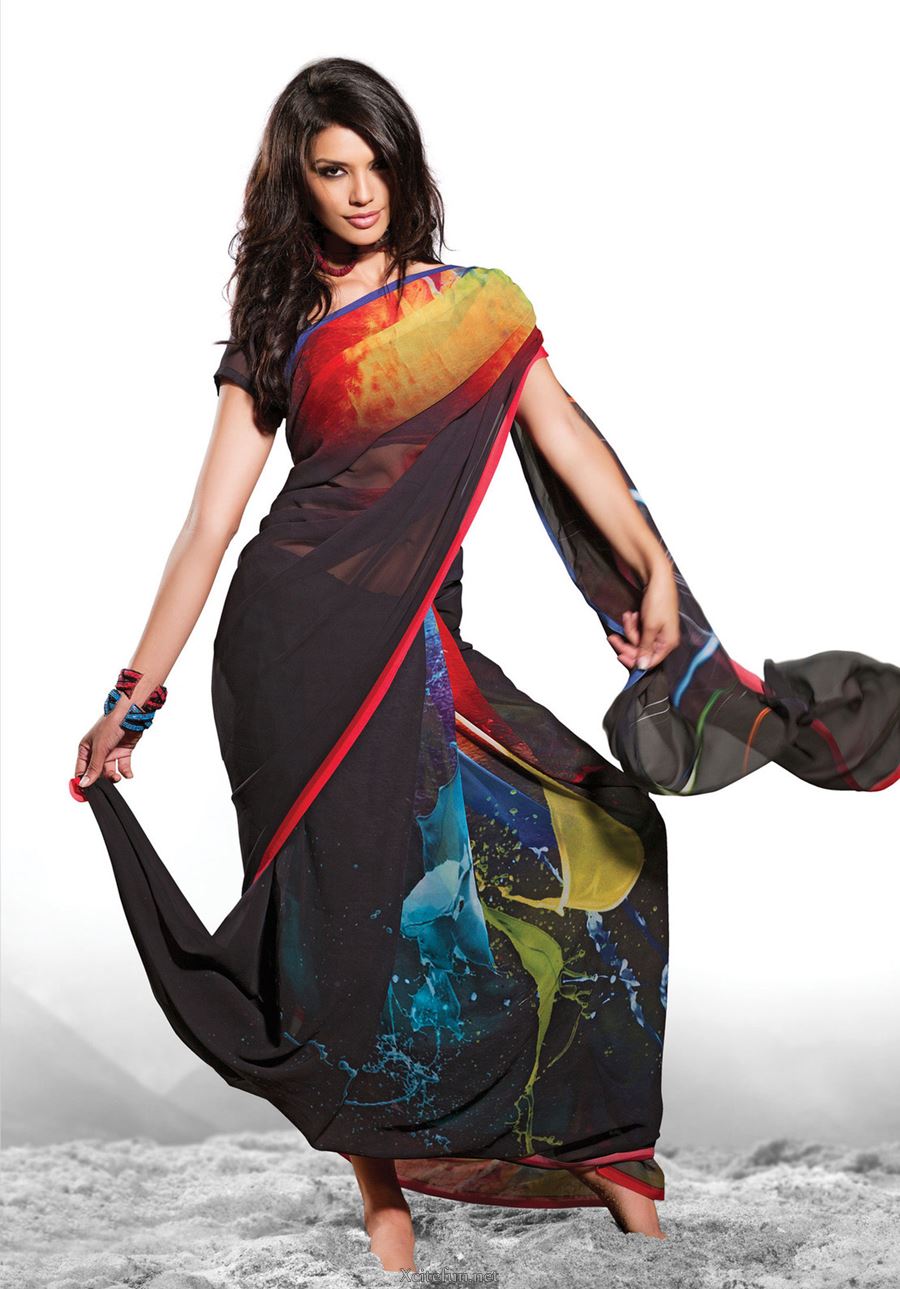 Digital Print Trendy And Stylish Saree For Young Girls - XciteFun.net