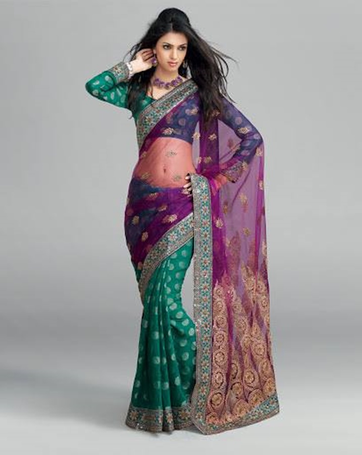 New Year Embellished Velvet Pallu Saree For Girls - XciteFun.net