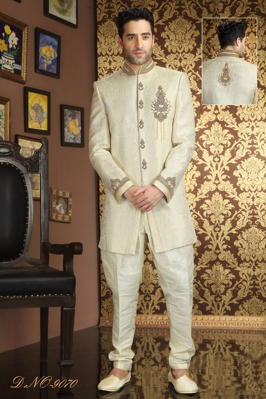 Groom Cream Color Sherwani For Walima - XciteFun.net