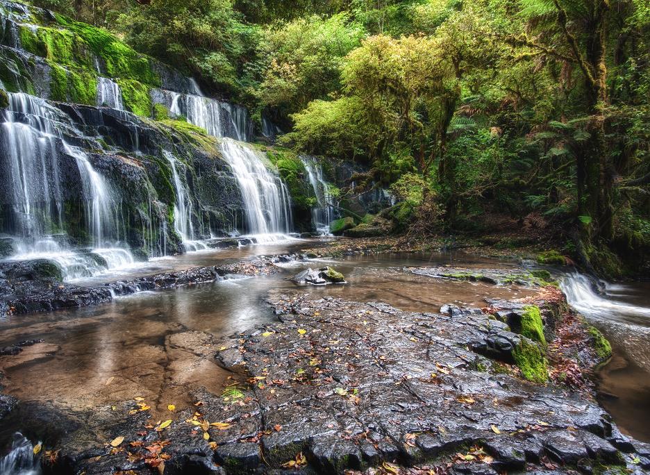 Purakaunui Falls Cascading Waterfall of New Zealand Purakaunui Falls Cascading Waterfall of New Zealand