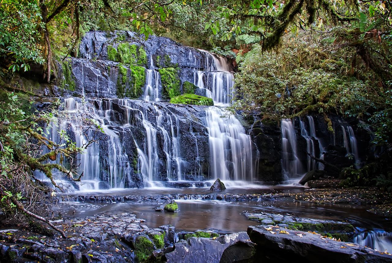 Purakaunui Falls Cascading Waterfall of New Zealand Purakaunui Falls Cascading Waterfall of New Zealand