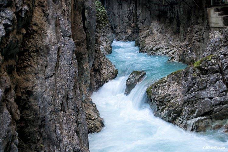 Tourist Walk To Leutasch Gorge in Bavaria Germany 