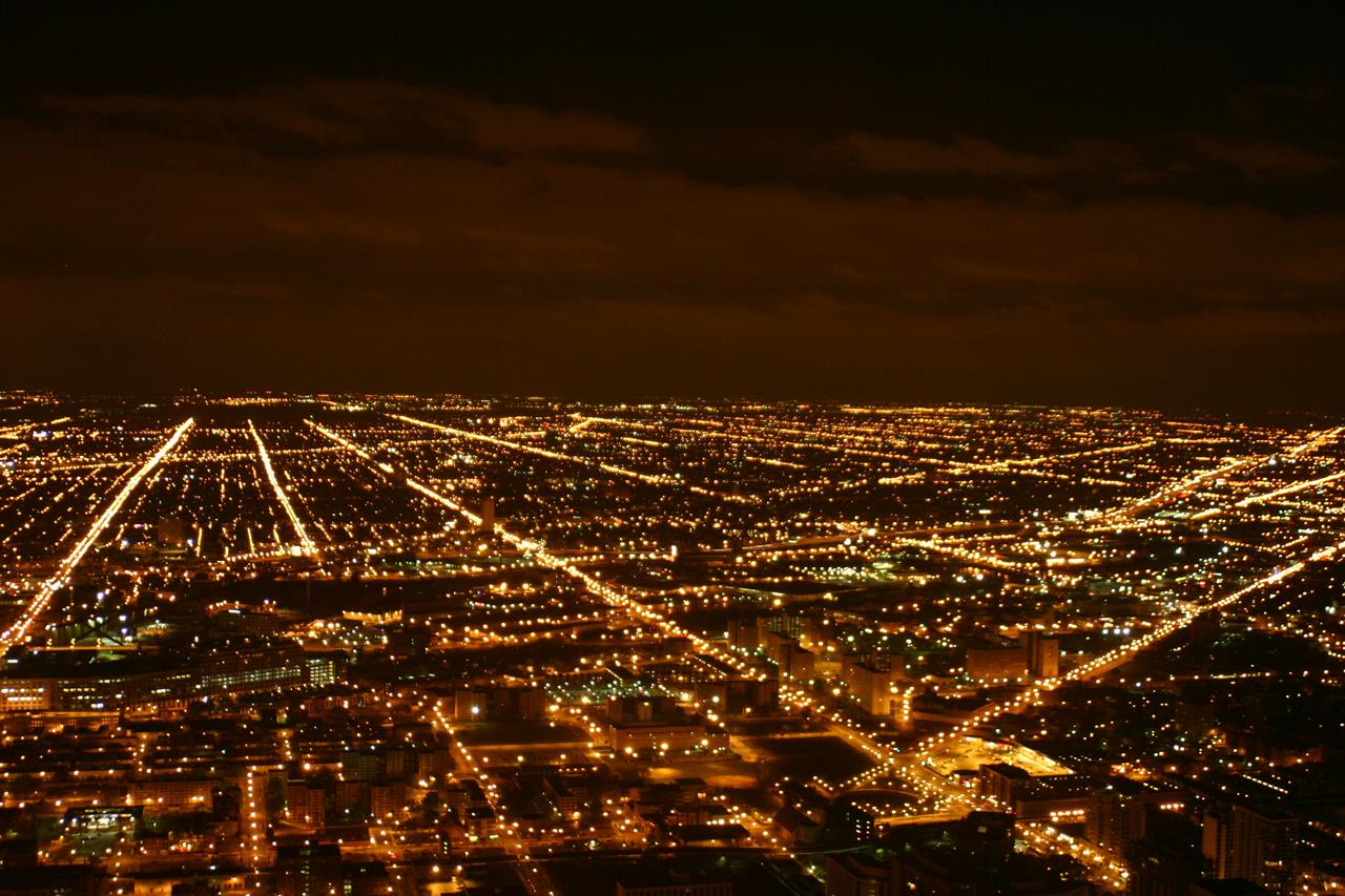 Night City Light Aerial Views