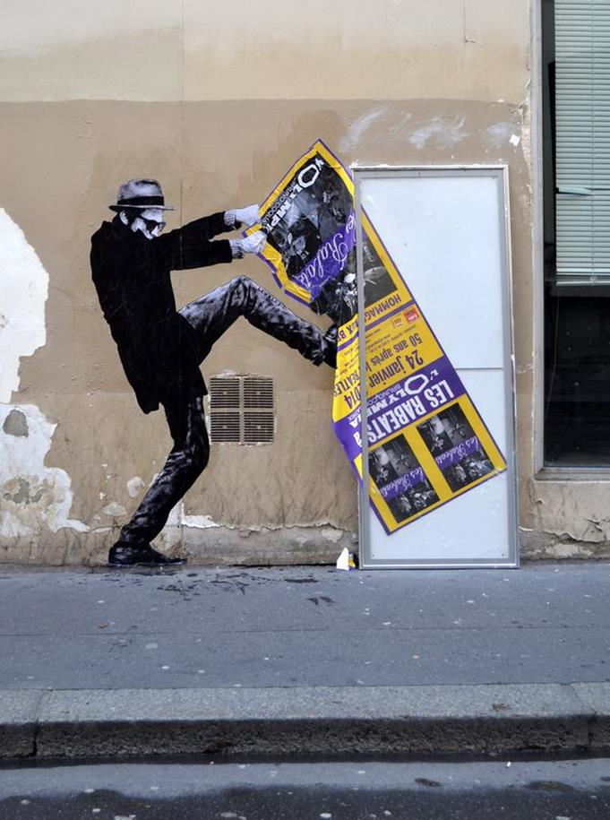 Black and White Drawings Street Artwork by Levalet - XciteFun.net