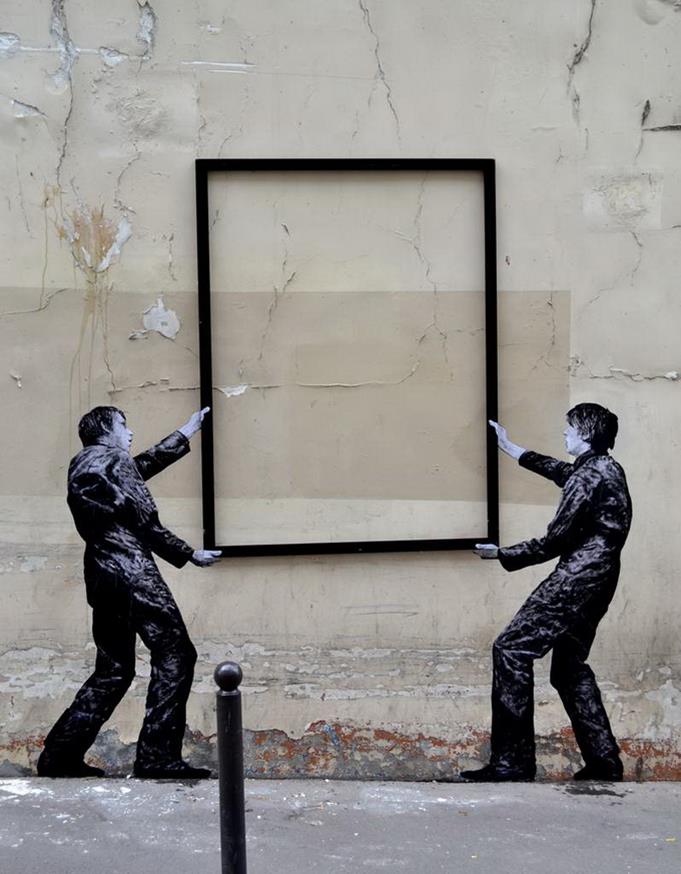 Black and White Drawings Street Artwork by Levalet - XciteFun.net