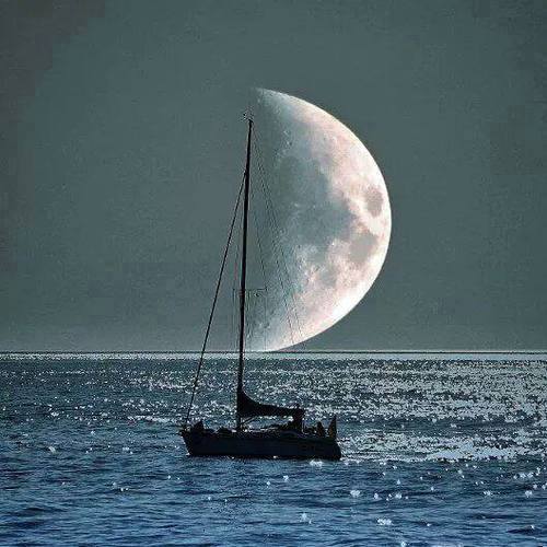 Amazing Photography of Lonely Boats with Moon - XciteFun.net
