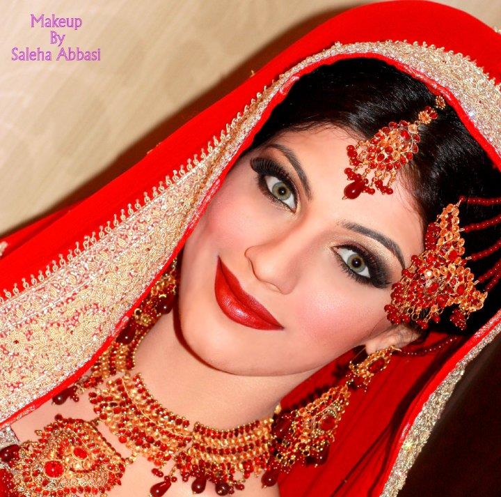 Red Makeup Bridal Look By Saleha Abbasi Salon 0495